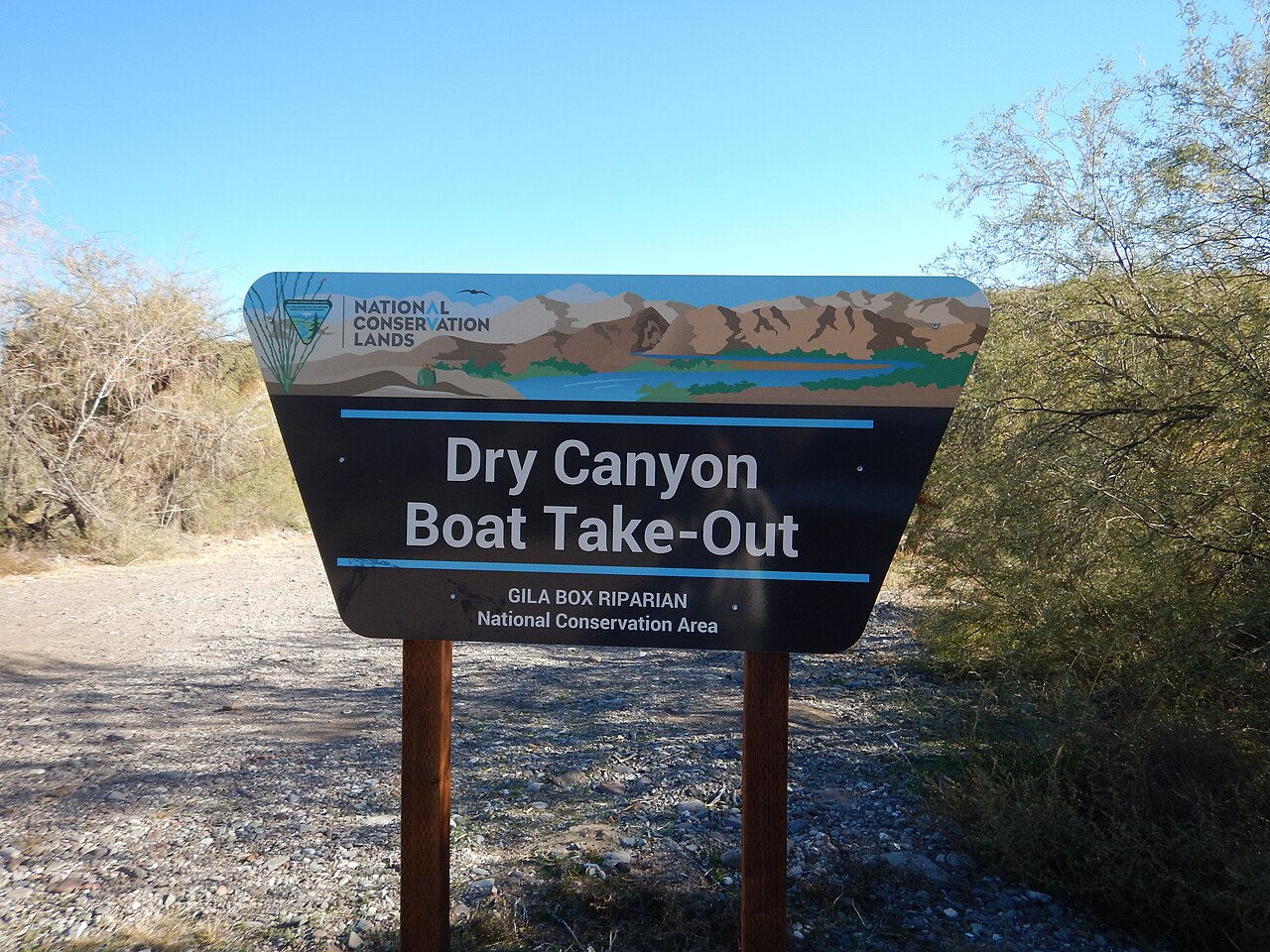 The Dry Canyon Picnic Area and Boat Take Out are located within close proximity of each other. The Take Out is used by those floating the Gila River within the Gila Box Riparian National Conservation Area.
Photo by the Bureau of Land Management.