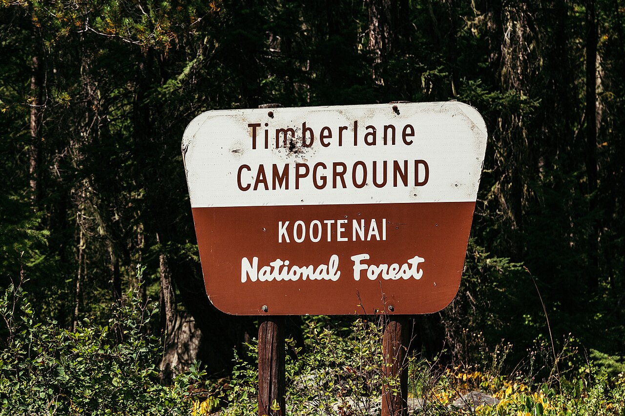 Signage for the Timberlane Campground in the Kootenai National Forest, Montana.