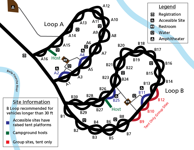 A map of the campground area