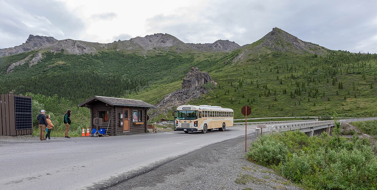 Borrowing from Douglas Adams.  This is the bridge over the Savage River in Denali National Park and this shack marks the end of the line (15 miles into the park) for private vehicles.  The ranger sees that it is so.  Private vehicles can pull into the Sav