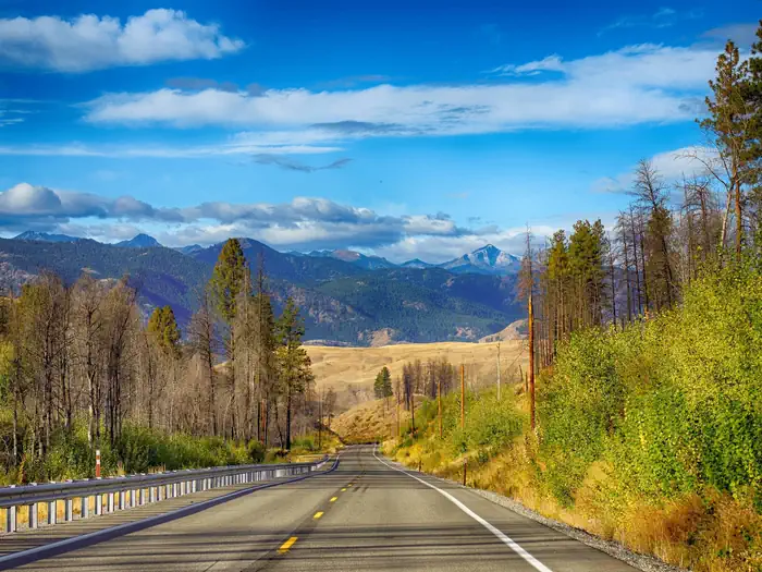 Mountain scene along a mountain road