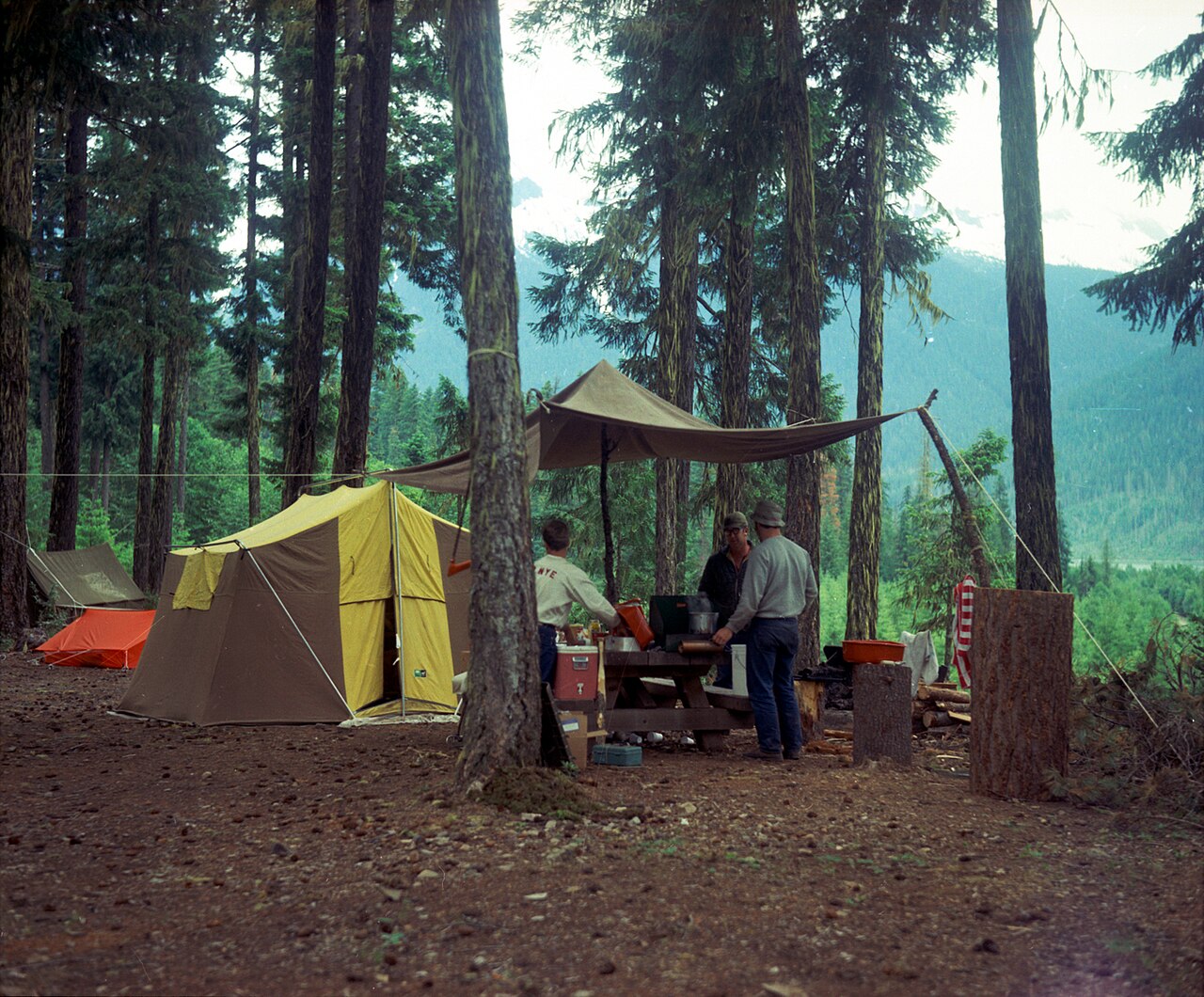 Hozomeen Campground near Ross Lake, Washington state, 1972. This is about a mile from the Canadian border on the east shore of the lake.