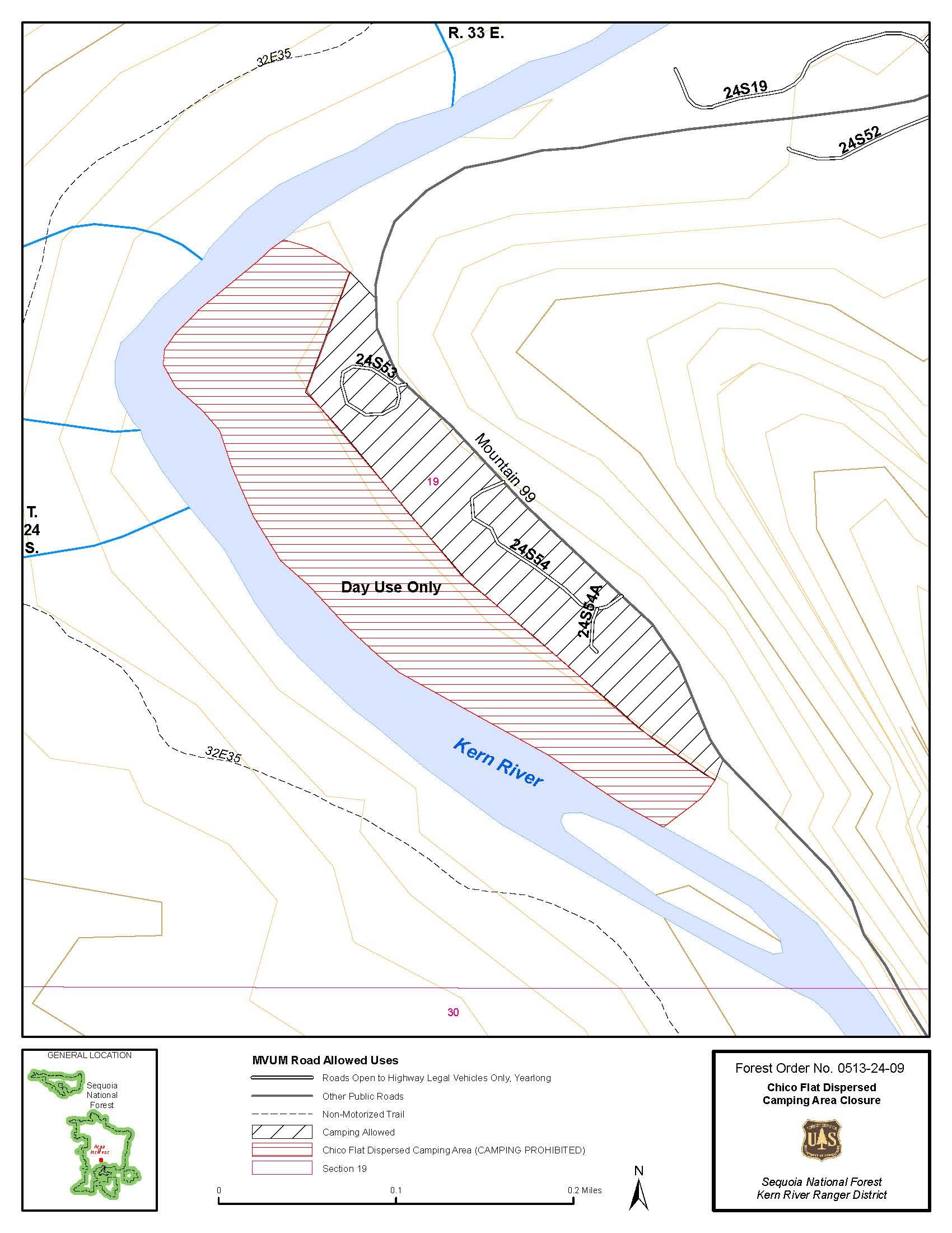 Sequoia National Forest | Chico Flat Dispersed Camping Area Prohibition | Forest Service