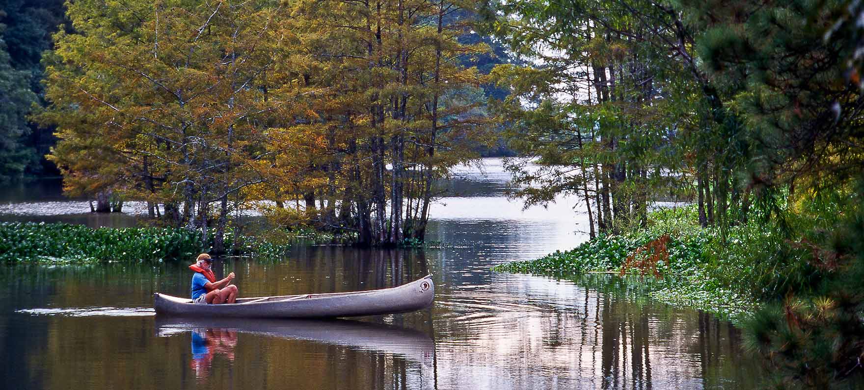 man canoeing
